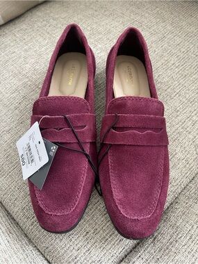 Liz Claiborne Burgundy Suede Penny Loafers